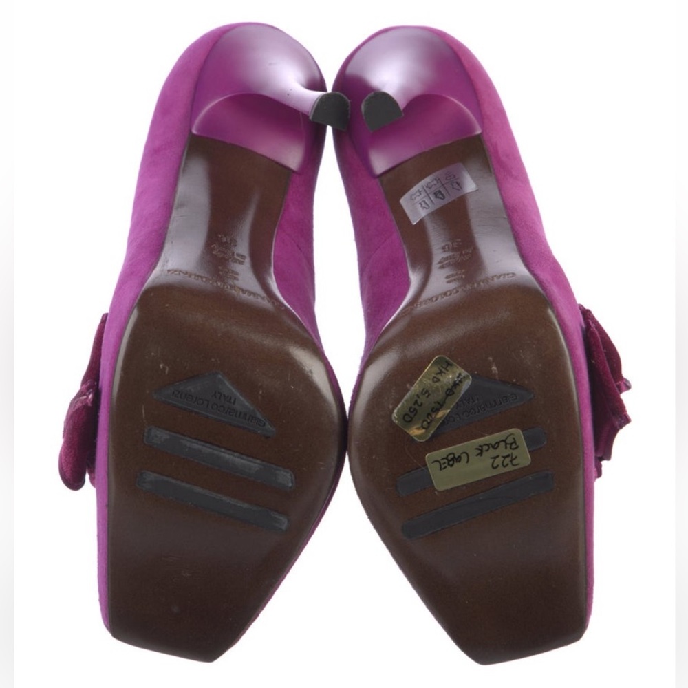 Gianmarco Lorenzi Purple Suede Bow Platform Pumps - Picture 5 of 5
